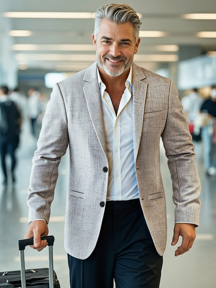 Herren eleganter, strukturierter Blazer mit modernem Schnitt Drune