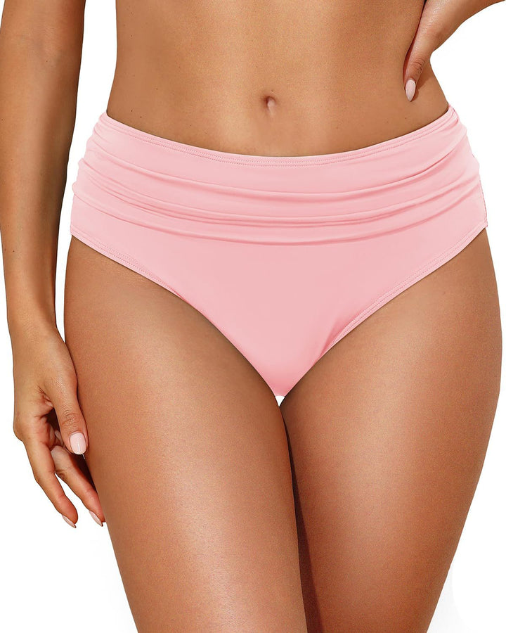Damen Hochtaillierte Bikinihose mit eleganter Raffung Drune