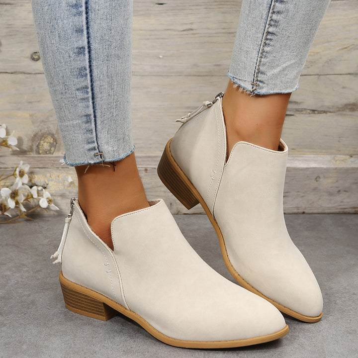 Damen Ankle Boots mit elegantem Reißverschluss und komfortablem Blockabsatz Drune