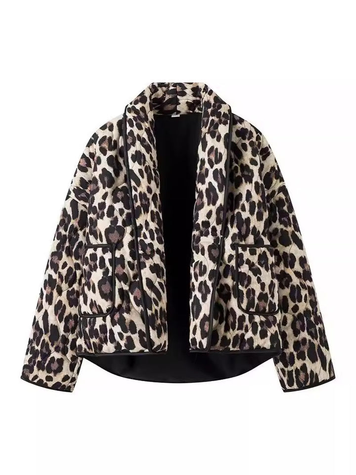 Damen modische Leo-Jacke im lässigen Schnitt mit praktischen Taschen Drune