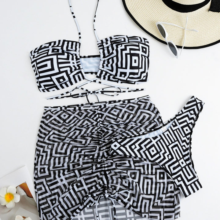 Damen Bikini-Set mit Bandeau-Top und verstellbarem Wickelrock Drune