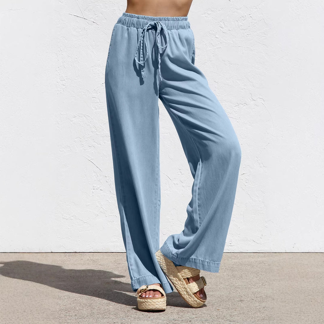 Damen Weite, bequeme Sommerhose mit verstellbarem Bund und lockerer Passform Drune