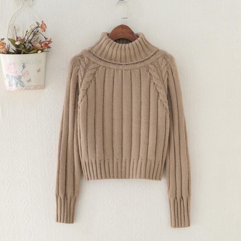 Damen Strickpullover mit hohem Kragen und Rippstruktur Drune