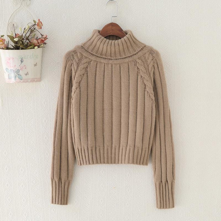 Damen Strickpullover mit hohem Kragen und Rippstruktur Drune