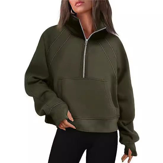 Damen Oversized Sweatshirt mit hohem Kragen Drune
