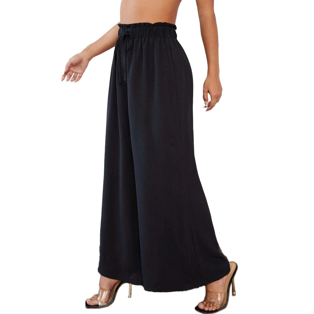Damen Weite Palazzo-Hose mit elastischem Bund und Raffungen Drune