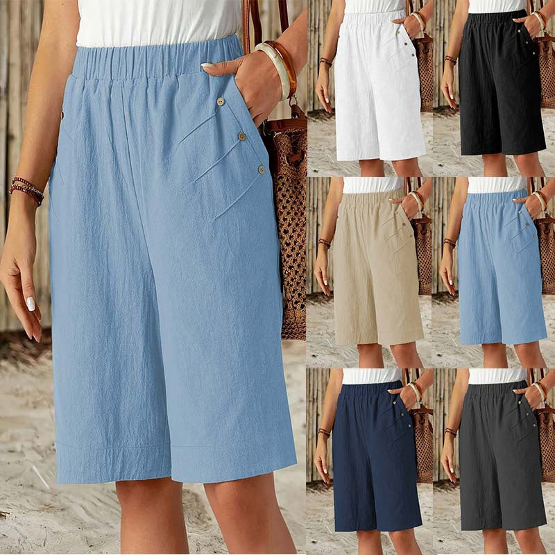 Damen lockere Sommer-Shorts mit elastischem Bund und praktischen Seitentaschen Drune