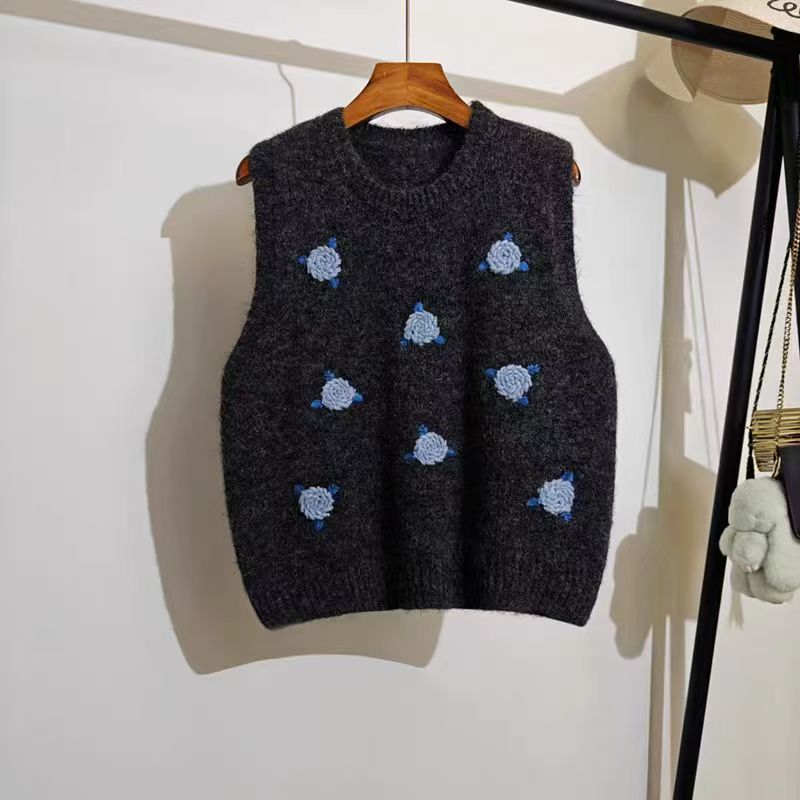 Damen Strickpullover mit floralem Muster Drune