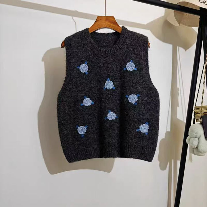 Damen Strickpullover mit floralem Muster Drune