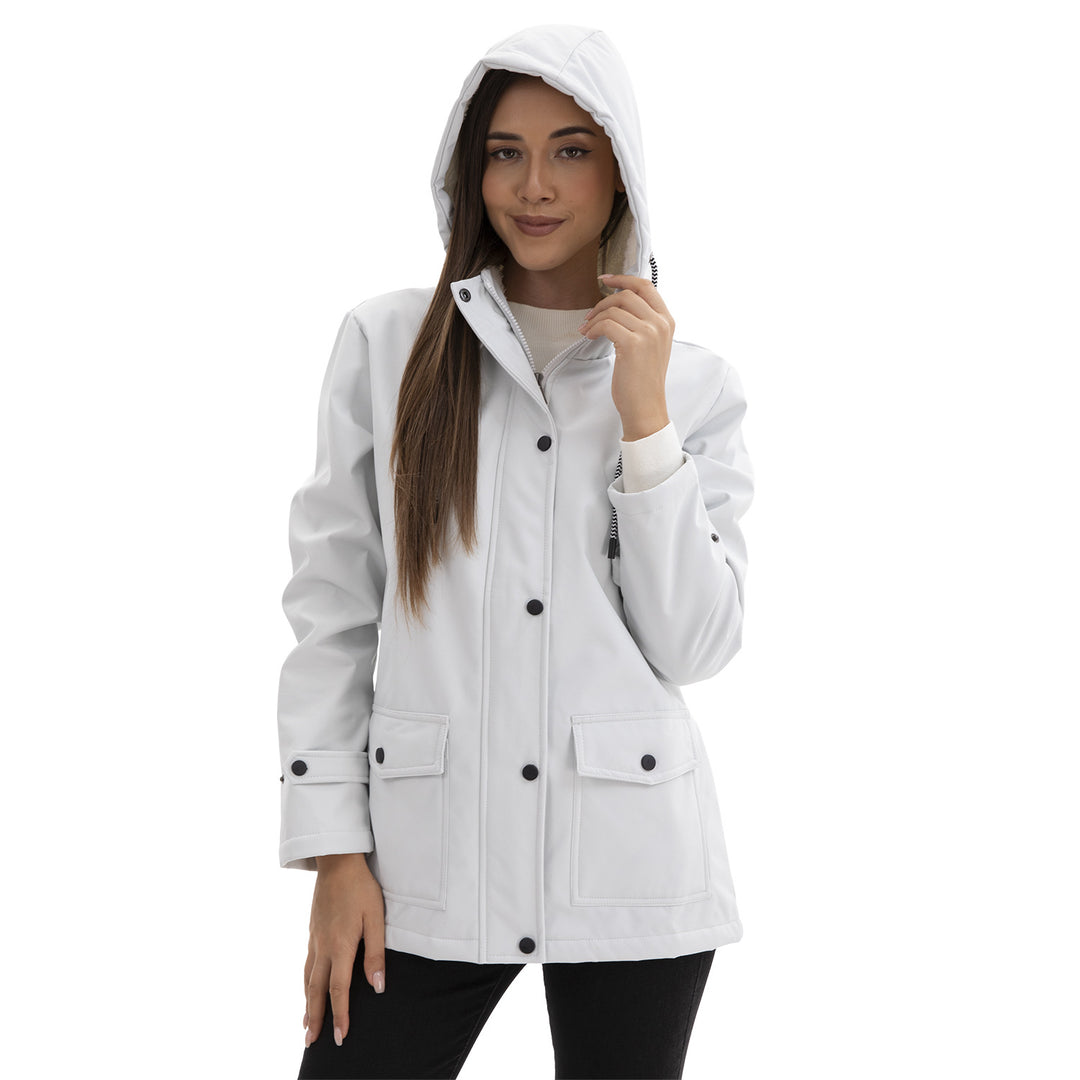 Damen wasserdichte Kapuzenjacke mit weichem Fleece-Futter Drune