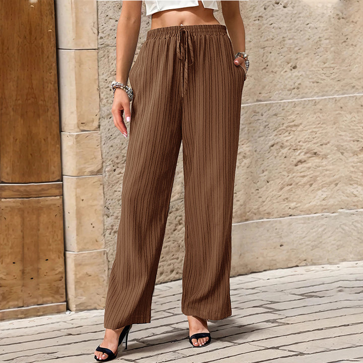 Damen komfortable Palazzo-Hose mit elastischem Bund und seitlichen Taschen Drune