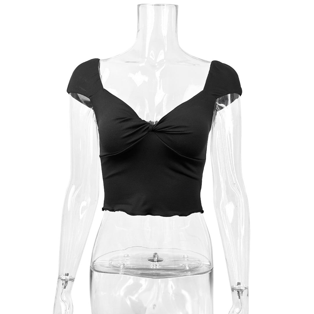 Damen Crop-Top mit herzförmigem Ausschnitt und Raffung Drune