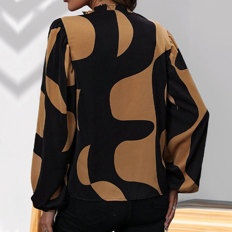 Damen Bluse mit geometrischem Muster und lässigem Schnitt Drune