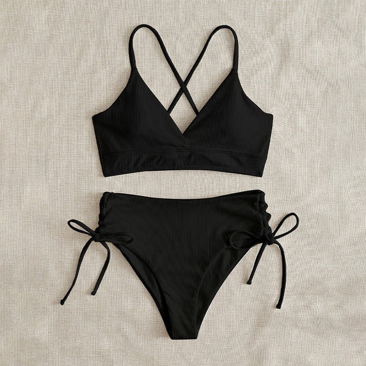 Damen Triangel-Bikini im modischen Wickeldesign mit verstellbaren Bindebändern Drune