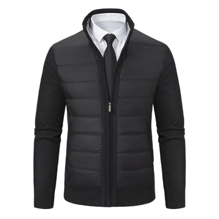 Herren nan gesteppte Hybrid-Strickjacke mit Stehkragen Reißverschluss und Eingrifftaschen Drune