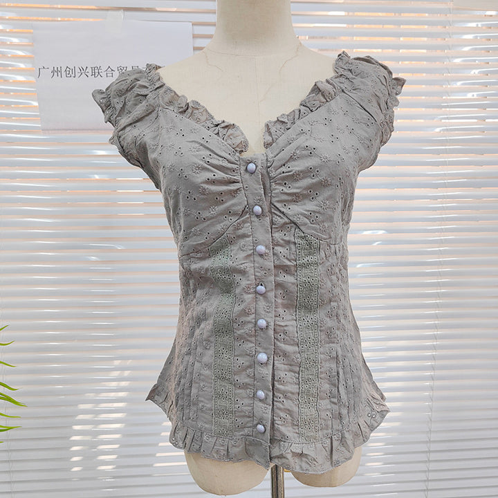 Damen Rüschenshirt mit floralen Details Drune