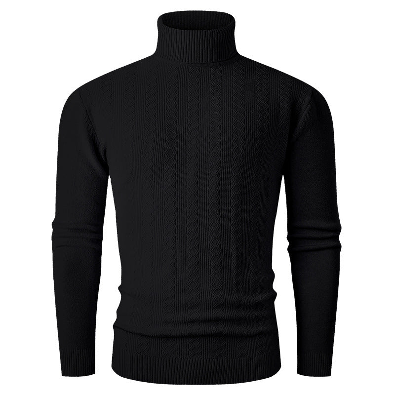 Herren stylischer Rollkragenpullover mit strukturiertem Zopfmuster und hochabschließendem Kragen Drune