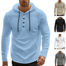 Herren lässiges Langarm-Hoodie-Shirt mit Knopfdetails und praktischen Taschen Drune