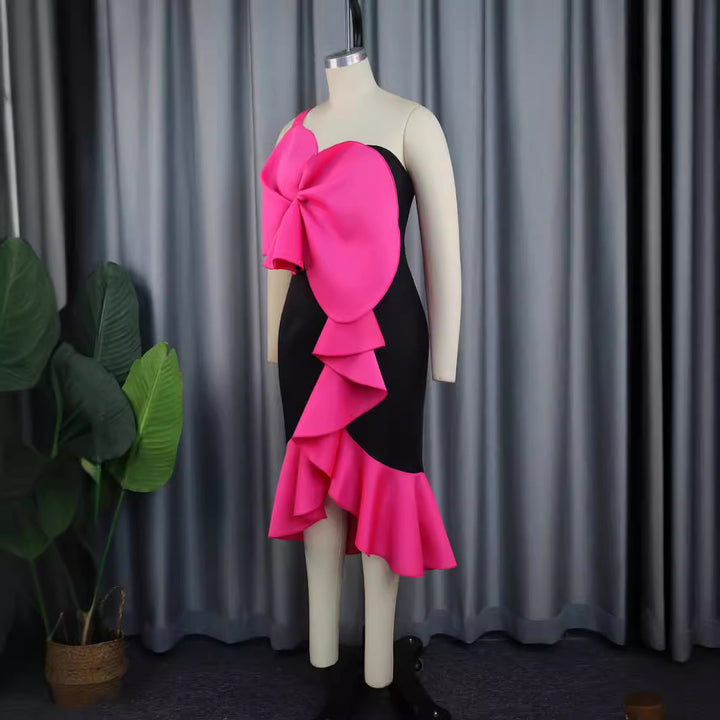 Damen Geschmeidiges Cocktailkleid mit dekorativer Schleifenapplikation Drune