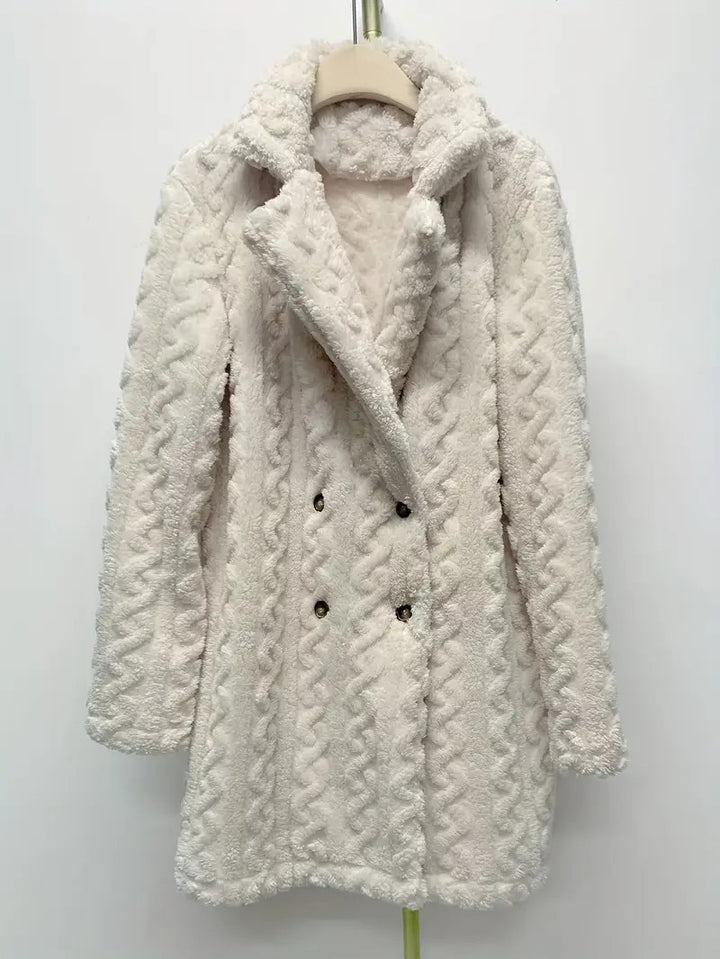 Damen Kapuzenmantel mit strukturiertem Design und großen Knöpfen Drune