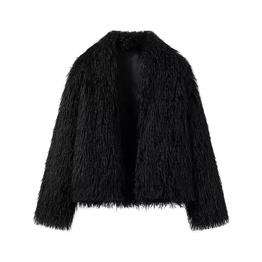 Damen Kuschelige Plüschjacke mit modernem Schnitt und weichem Material Drune