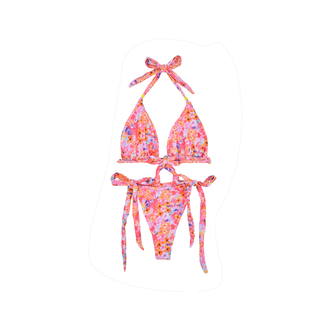 Damen Triangel-Bikini mit einfach verstellbaren Bändern und floralem Muster Drune