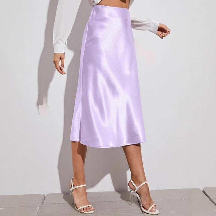 Damen Midi-Rock aus glänzendem Satin mit geschnittenem Saum Drune