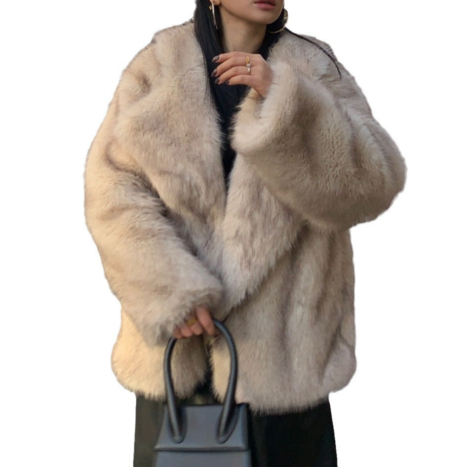 Damen Oversized Kunstfelljacke Drune