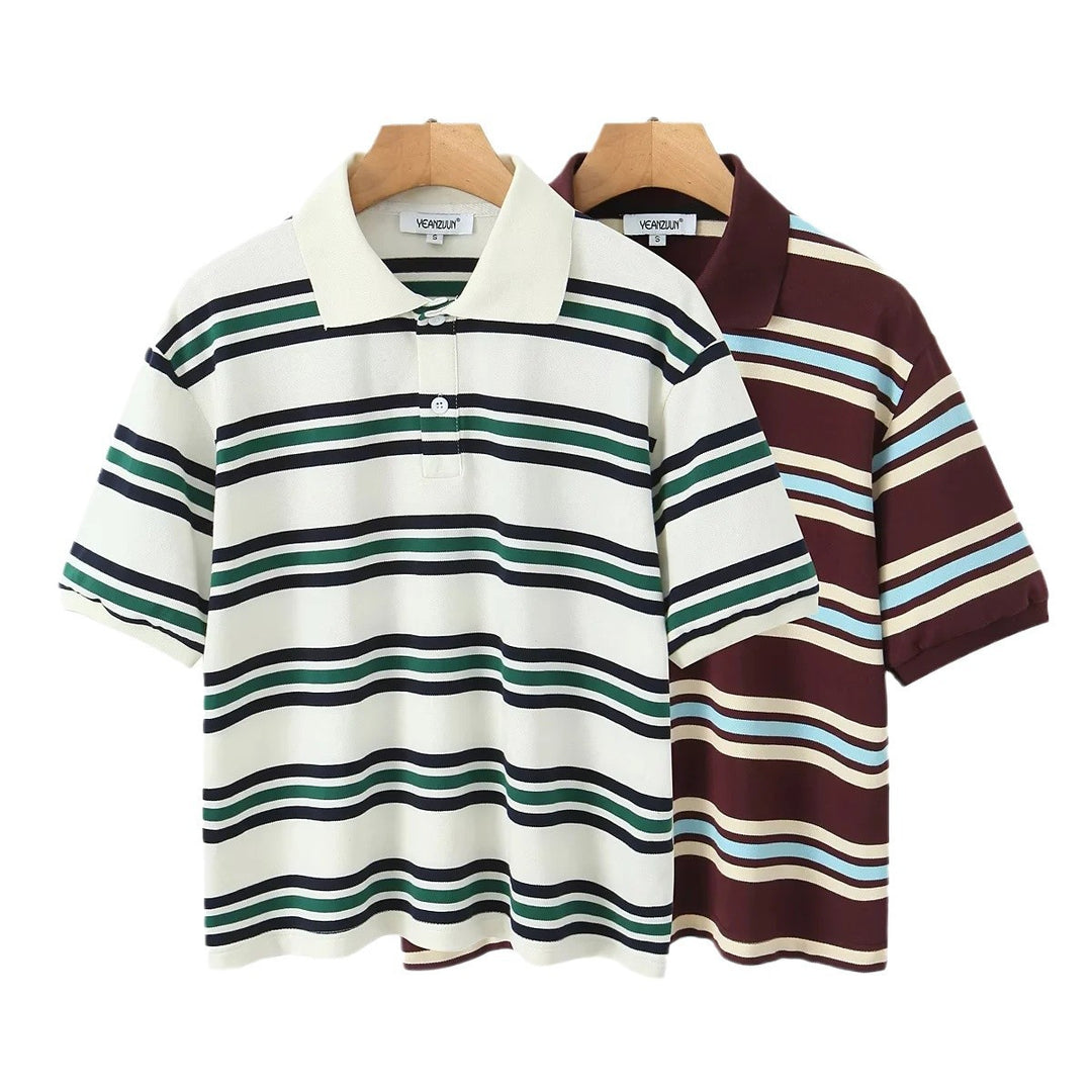 Herren Poloshirt mit modernem Streifenmuster und lässigem Schnitt Drune