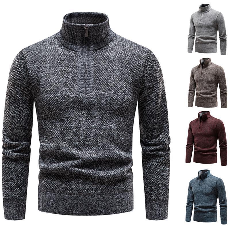 Herren Pullover mit halbem Reißverschluss und strukturiertem Design Drune