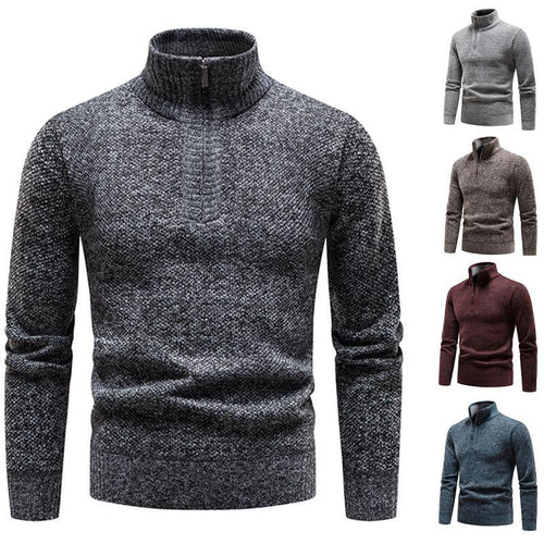 Herren Pullover mit halbem Reißverschluss und strukturiertem Design Drune
