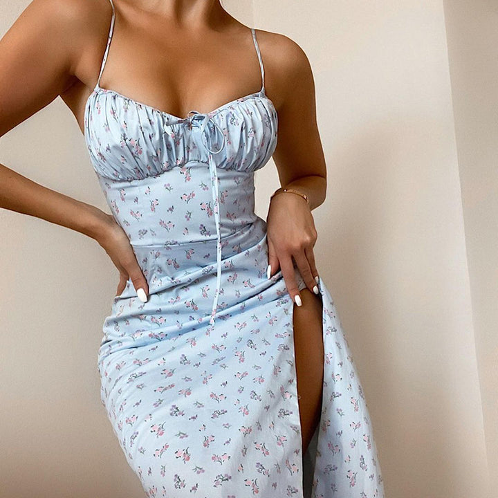 Damen Midikleid mit raffinierten Blumenmustern und seitlichem Schlitz Drune