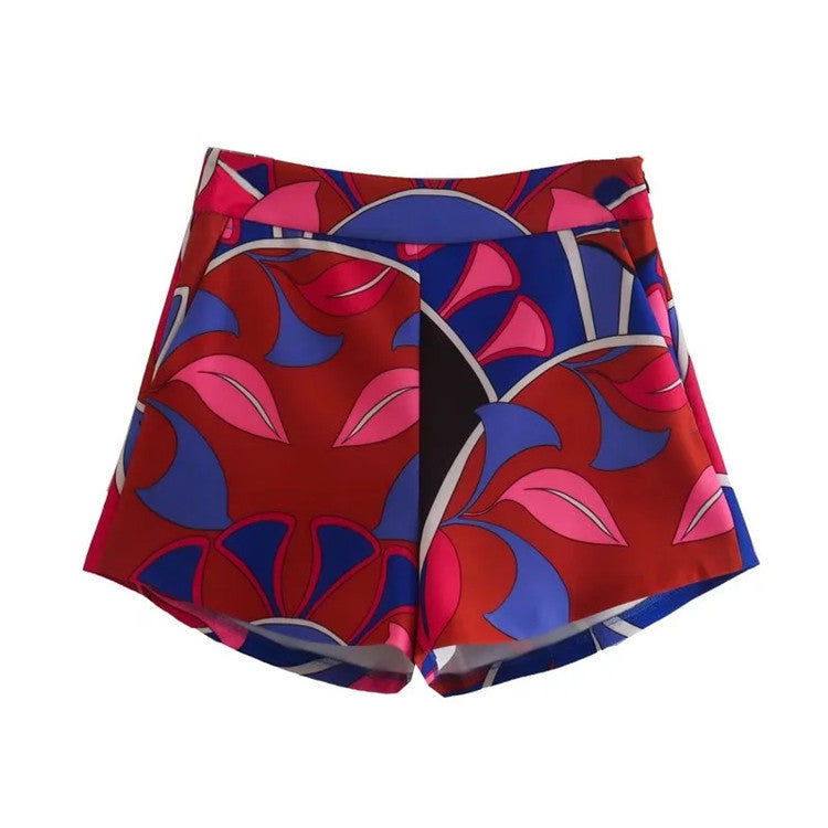 Damen Minirock mit modernem floralem Muster und elastischem Bund Drune
