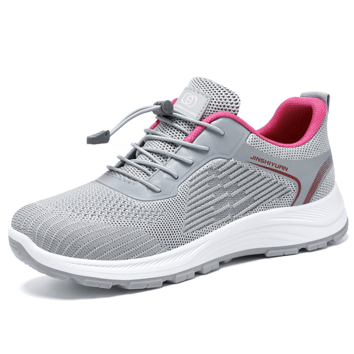 Damen nan ultraleichter Strick-Freizeitsneaker mit Schnellzugverschluss, verstärkter Fersenlasche und ergonomischer Wellen-EVA-Sohle Drune
