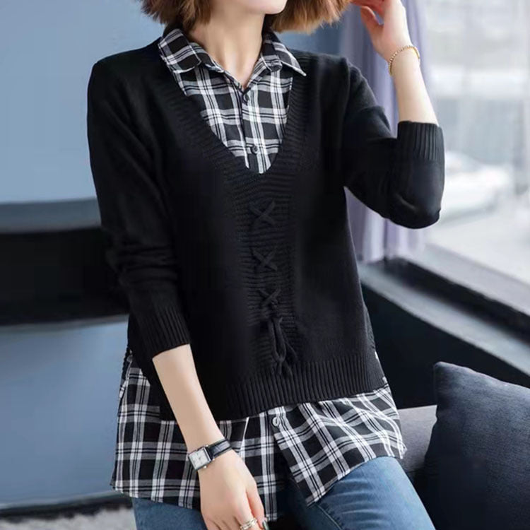 Damen Strickpullover mit raffiniertem Kordelzug und V-Ausschnitt Drune