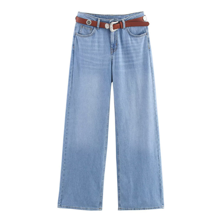 Damen Weite Jeans mit eleganter Gürtelapplikation Drune