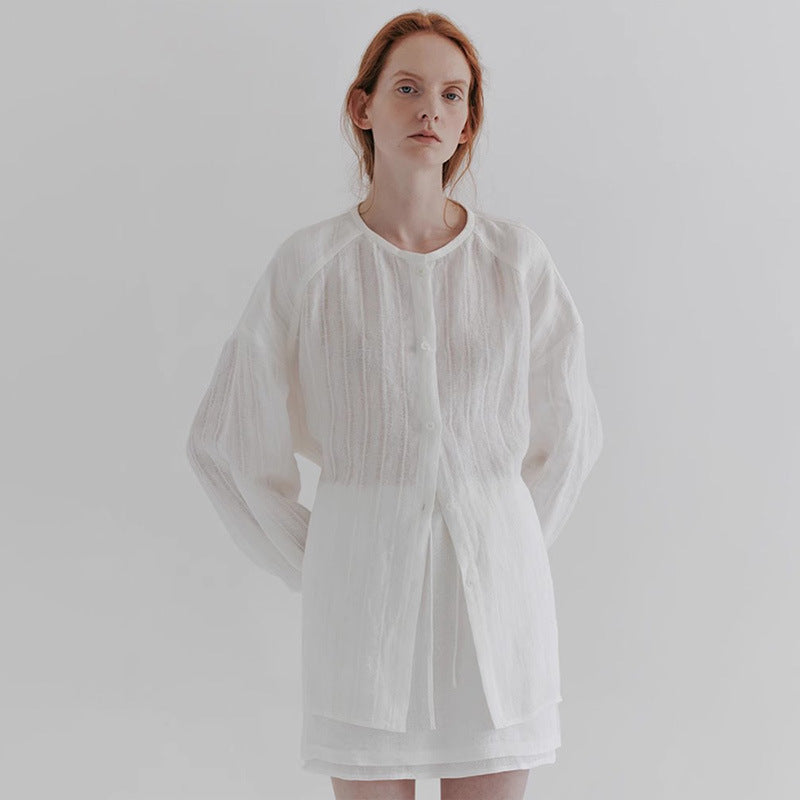 Damen lässige Longshirts mit feiner Struktur Drune