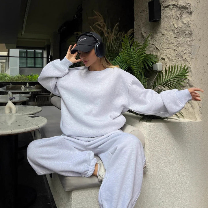 Damen gemütliches Sweat-Shirt und Jogginghose Set Drune