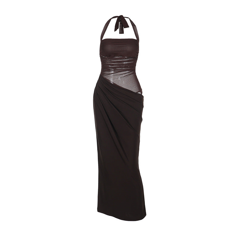 Damen Elegantes Wickelmaxikleid mit schmalem Halterdesign Drune