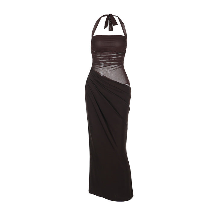 Damen Elegantes Wickelmaxikleid mit schmalem Halterdesign Drune