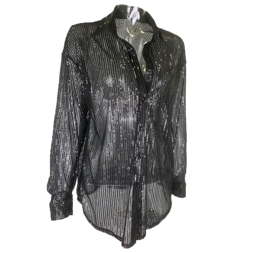 Damen Glänzende Bluse aus hochwertigem Sequin-Material Drune