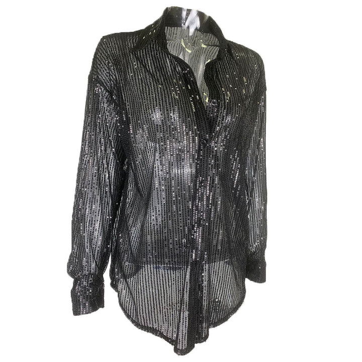 Damen Glänzende Bluse aus hochwertigem Sequin-Material Drune