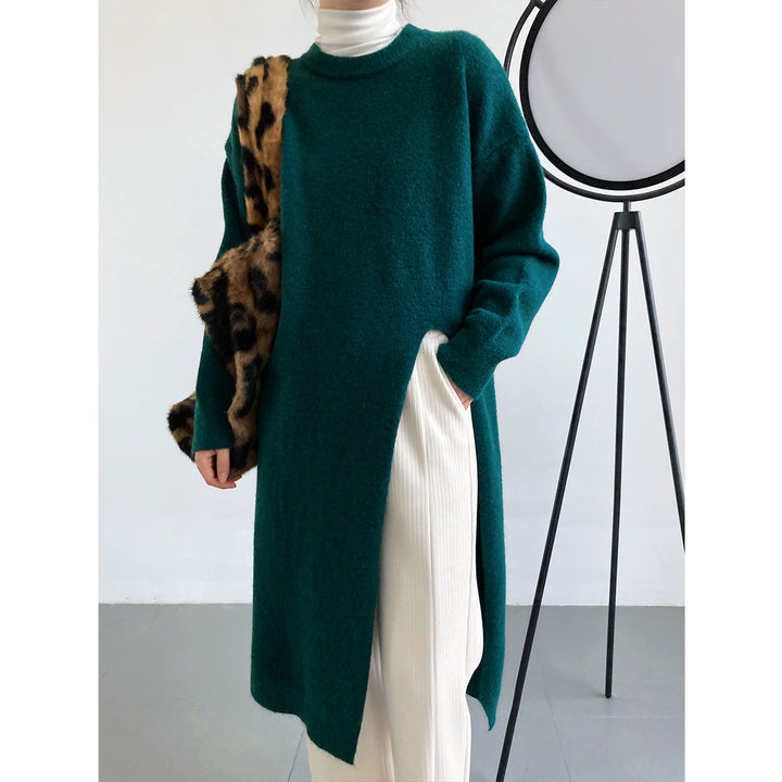 Damen Strickpullover mit langen Ärmeln und elegantem Rundhalsausschnitt Drune