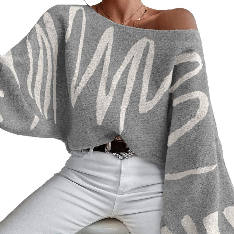 Damen Oversized Strickpullover mit asymmetrischem Design und lässigem Ausschnitt Drune