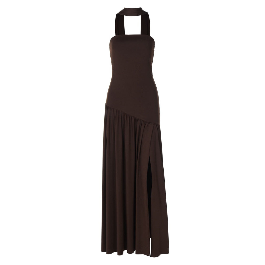 Damen Elegantes Abendkleid mit seitlichem Schlitz und schulterfreiem Oberteil Drune