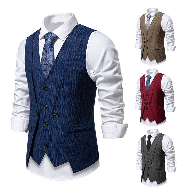 Herren elegante Anzugweste mit strukturiertem Hahnentritt Drune