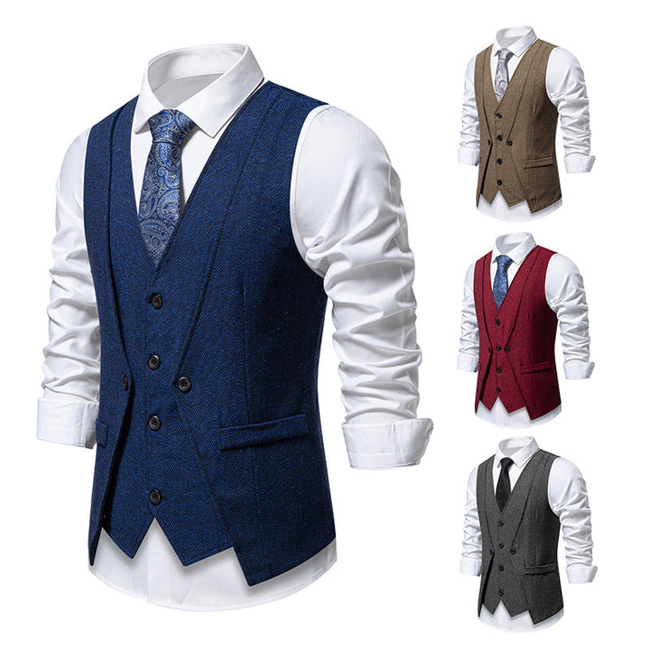 Herren elegante Anzugweste mit strukturiertem Hahnentritt Drune