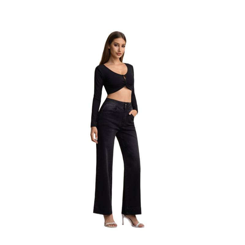 Damen weite High-Waist Jeans mit klassischem Schnitt und modernem Touch Drune
