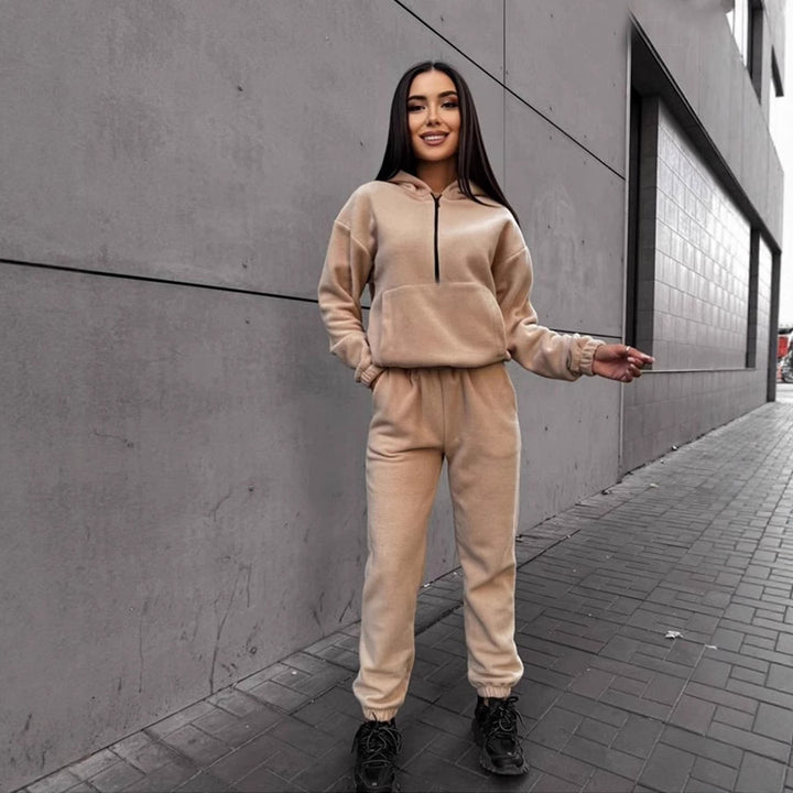 Damen Sportlicher Kapuzenpullover mit bequemen Jogginghosen Drune