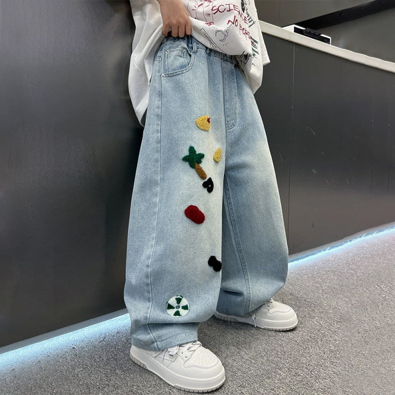 Damen Weite Jeans mit kreativen Applikationen Drune